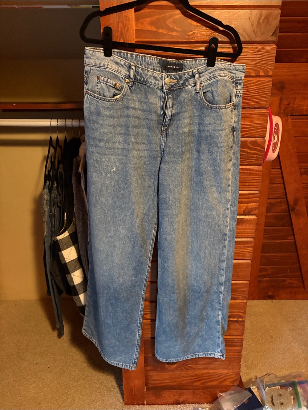 Women's Light Blue Flared Wide-Leg Jeans